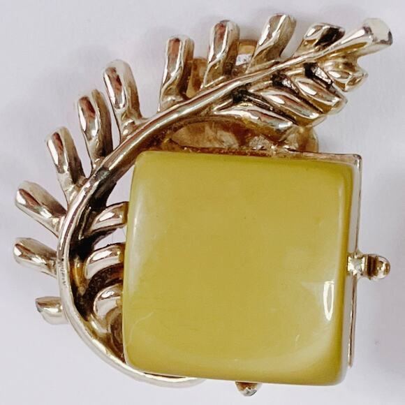 Vintage Signed Coro Earrings Mid Century Thermoset Lucite Clip On 50s Chartreuse - Picture 5 of 12